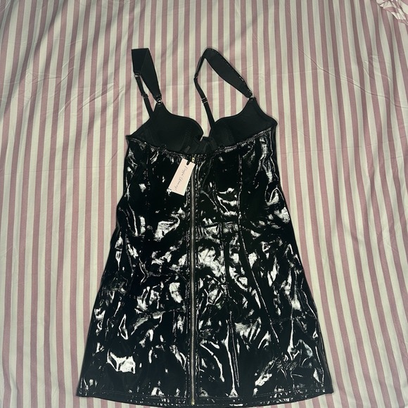 Hustler Hollywood Maxine Black PVC Wired Mini Dress Playful Promises Sz 6 US NWT - Picture 4 of 16